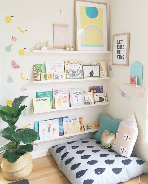Góc đọc sách cho bé với nệm 